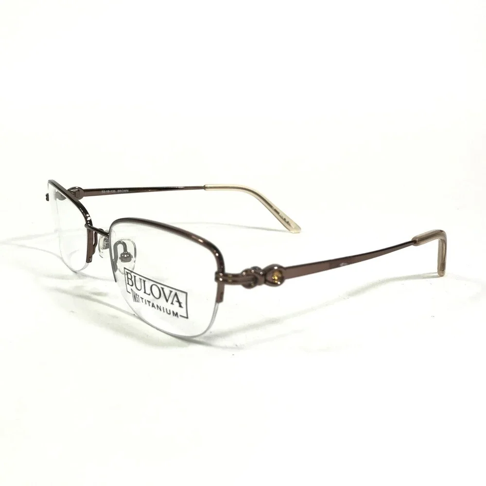 Bulova Eyeglasses Frames ASHBURN BROWN Rectangular Half Rim 52-18-135